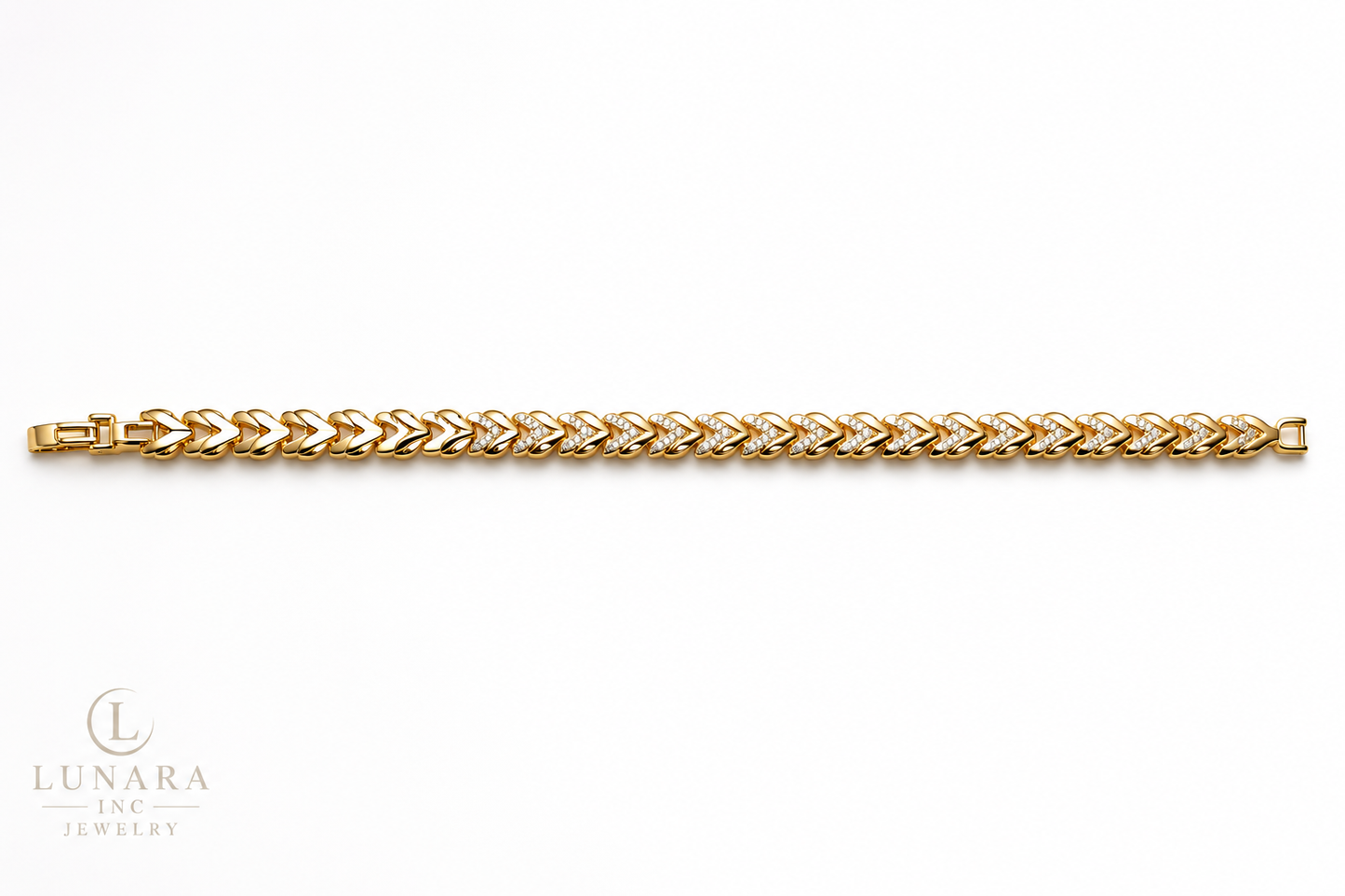 Lunara Gold Herringbone Crystal Bracelet